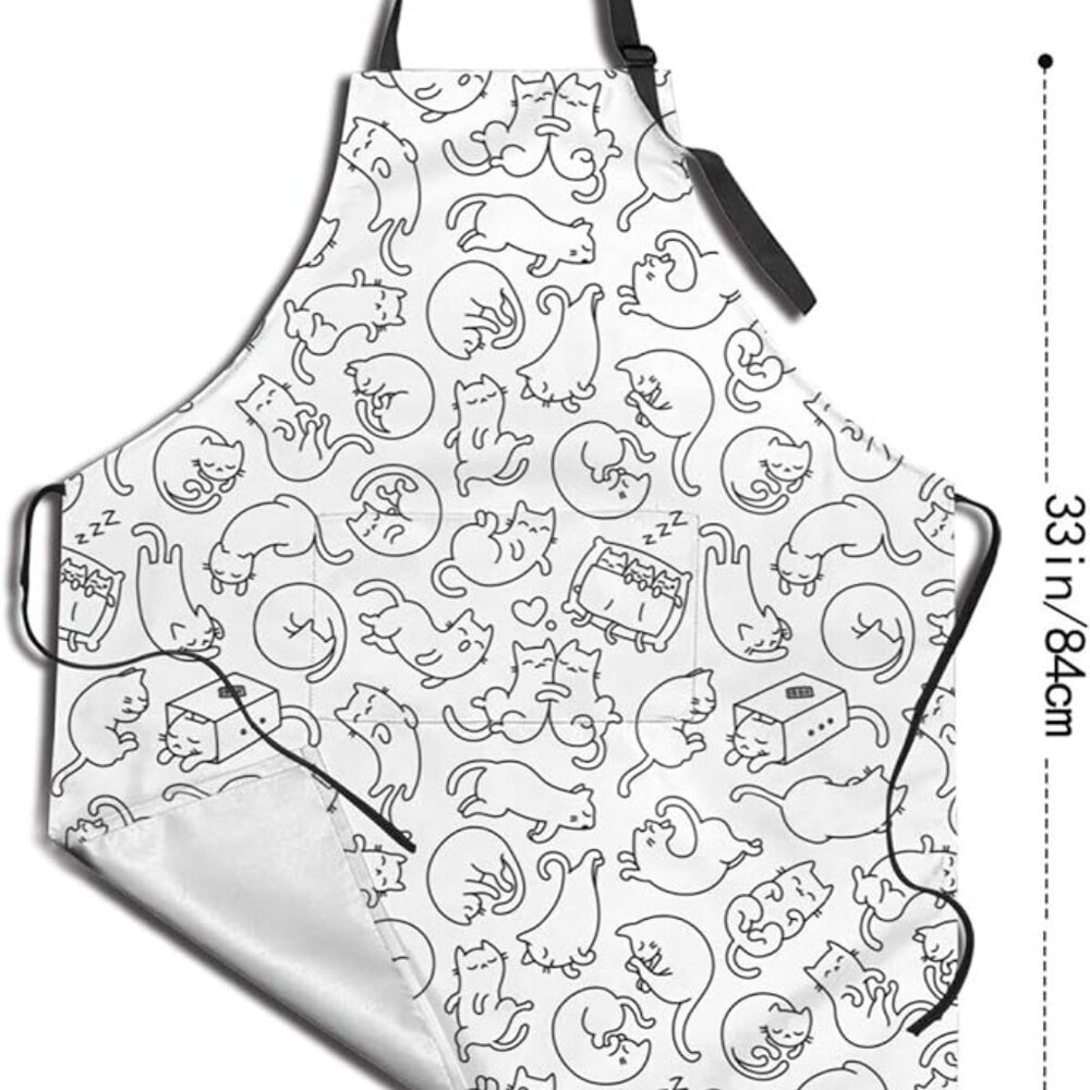 Cat Apron Funny Printed Unisex Cooking Aprons Adjustable
